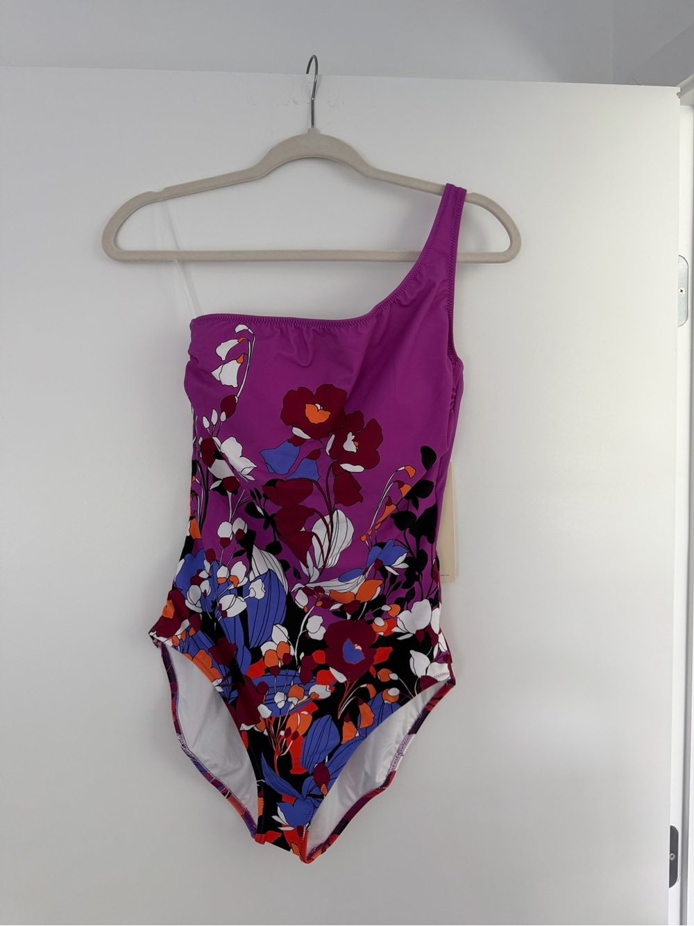 Gottex Purple One-Shoulder Floral Womens Swimsuit